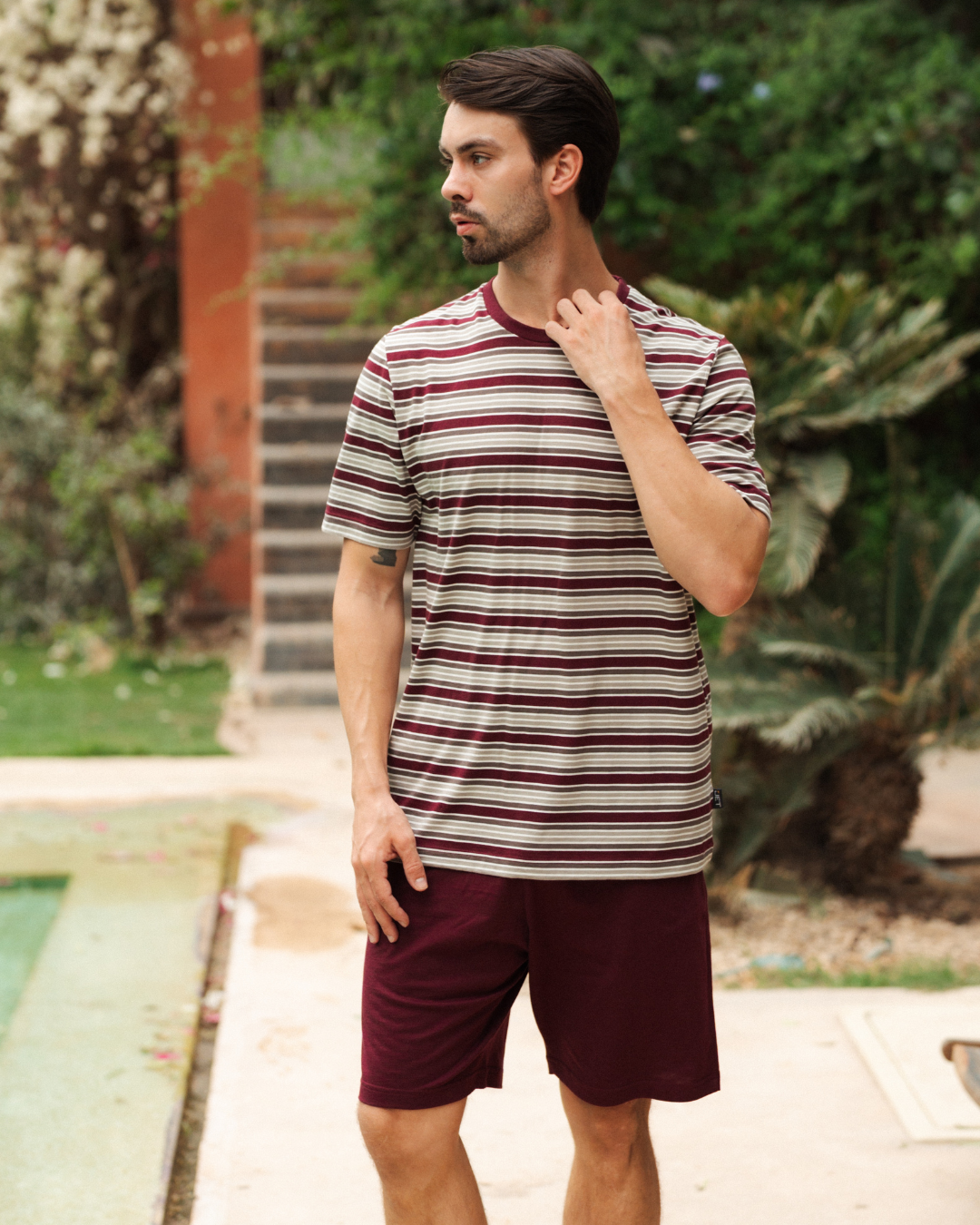 بيجاما رجالى سترايبر نصف كم و شورت ساده