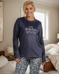 life is better with you بيجامه حريمي تطريز مطبوع