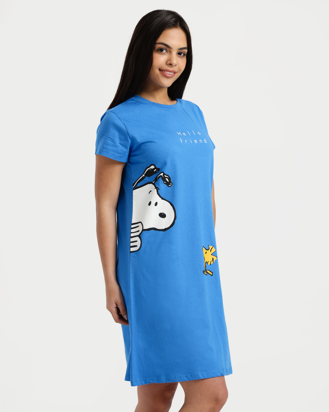 قميص نوم نسائي بتصميم سنوبي باللون الأزرق