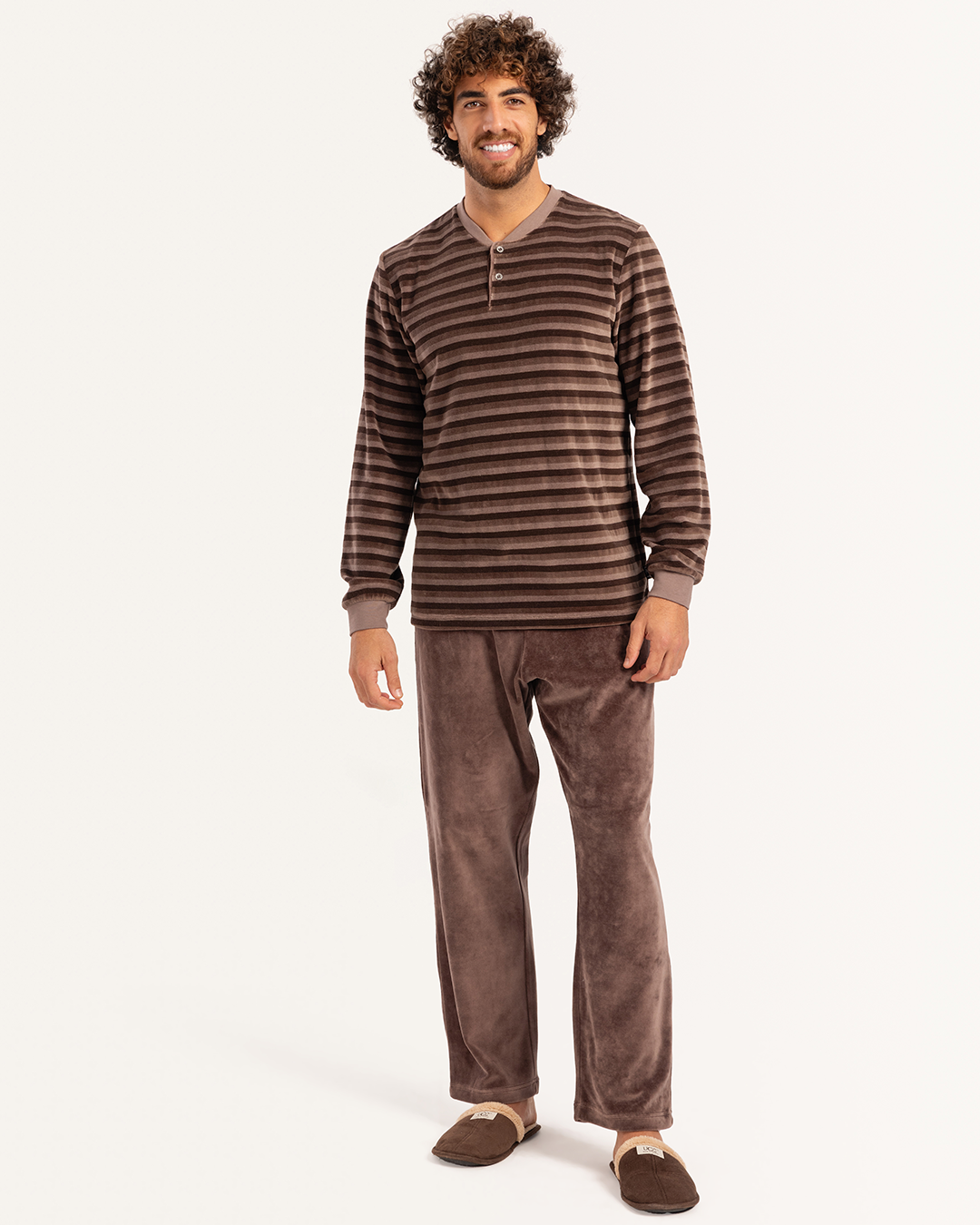 بيجاما رجالى قطيفة بنطلون ساده