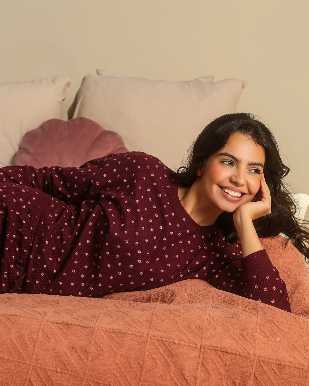 A Warm Color Floral Pajama for Women