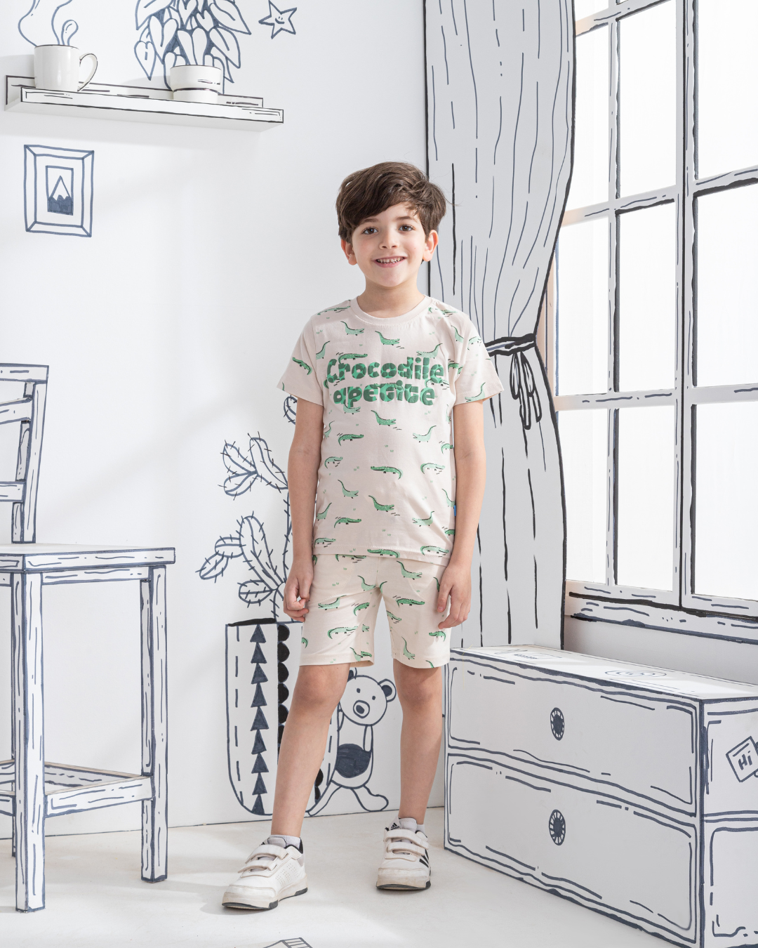 Crocodile apetite بيجاما أولادي نُص كُم
