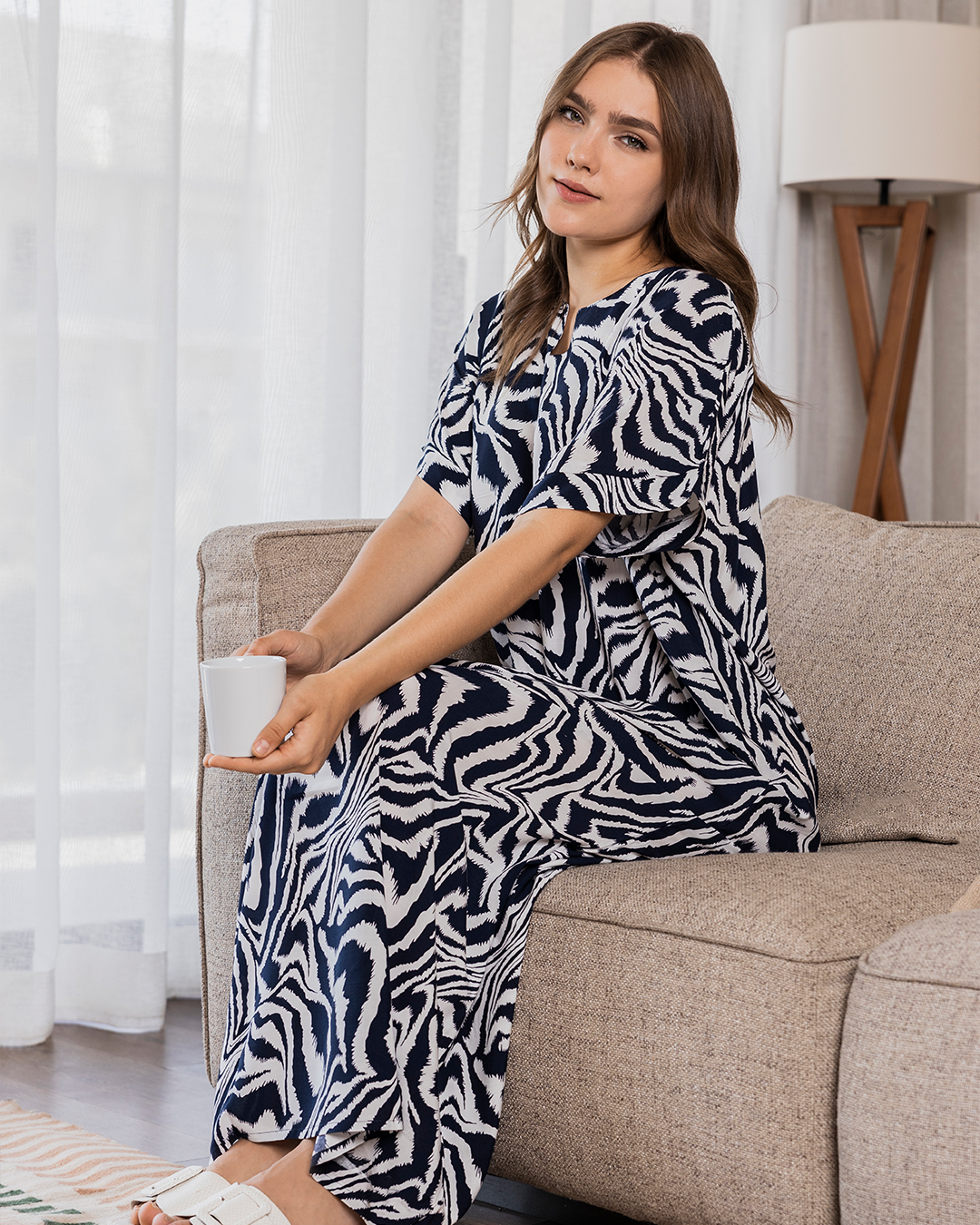 قميص فسكوز مشجر نص كم 117