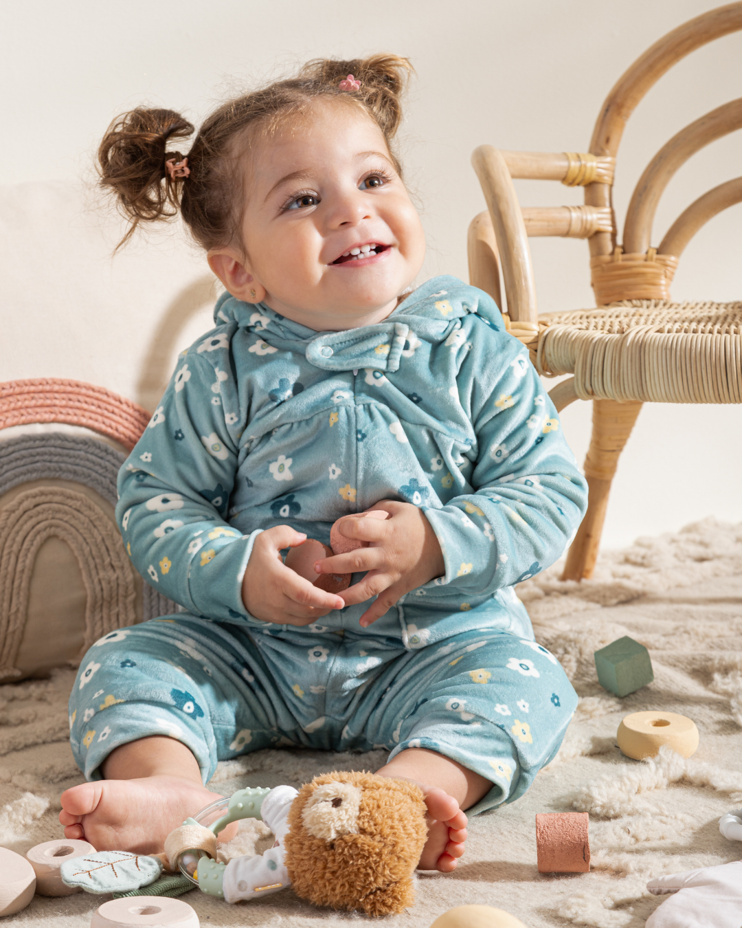Sweet&Friendly Cosy Fleece Bear Baby girl jumbsuit Lined With Fur