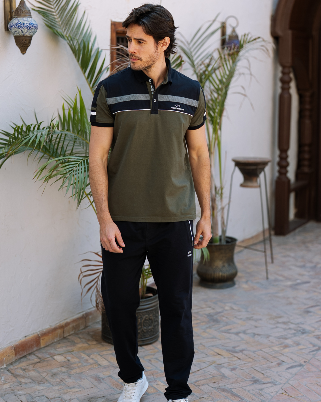 GV Exchange بيجاما رجالي نص كم بياقة و بنطلون