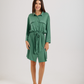 Women's Short Sleeve Shirt with Buttons, Chest Pockets, and Waist Tie