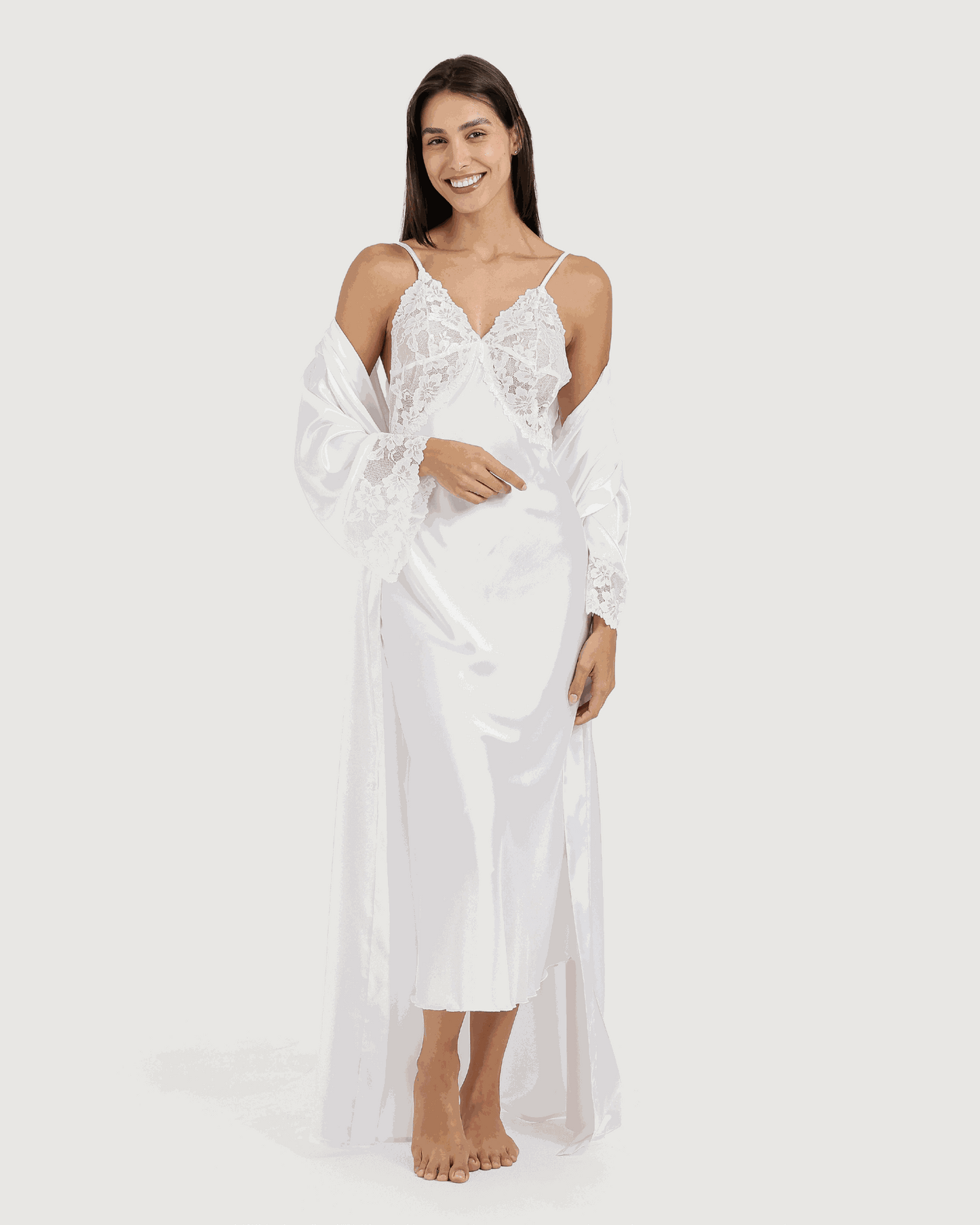 طقم ستان قميص طويل و روب