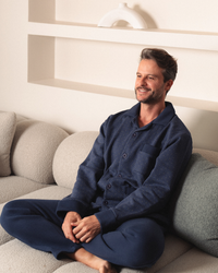 Men's Classic Rotary Button Down Pajama with Melton Pockets