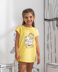 Lets Sleep Garfeild Girls' Half Sleeve Cotton Nightgown