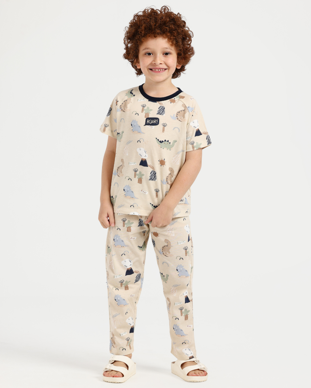 Roar boys pajama in beige dino