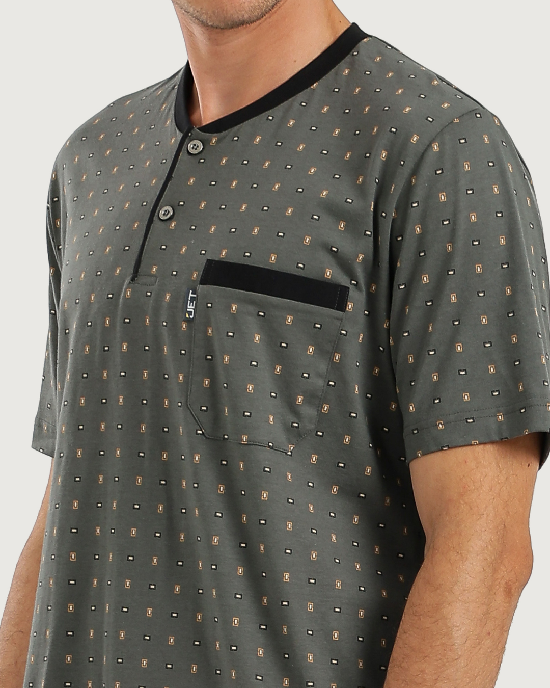 Men's Short Sleeve Pajamas with Round Neck Pants