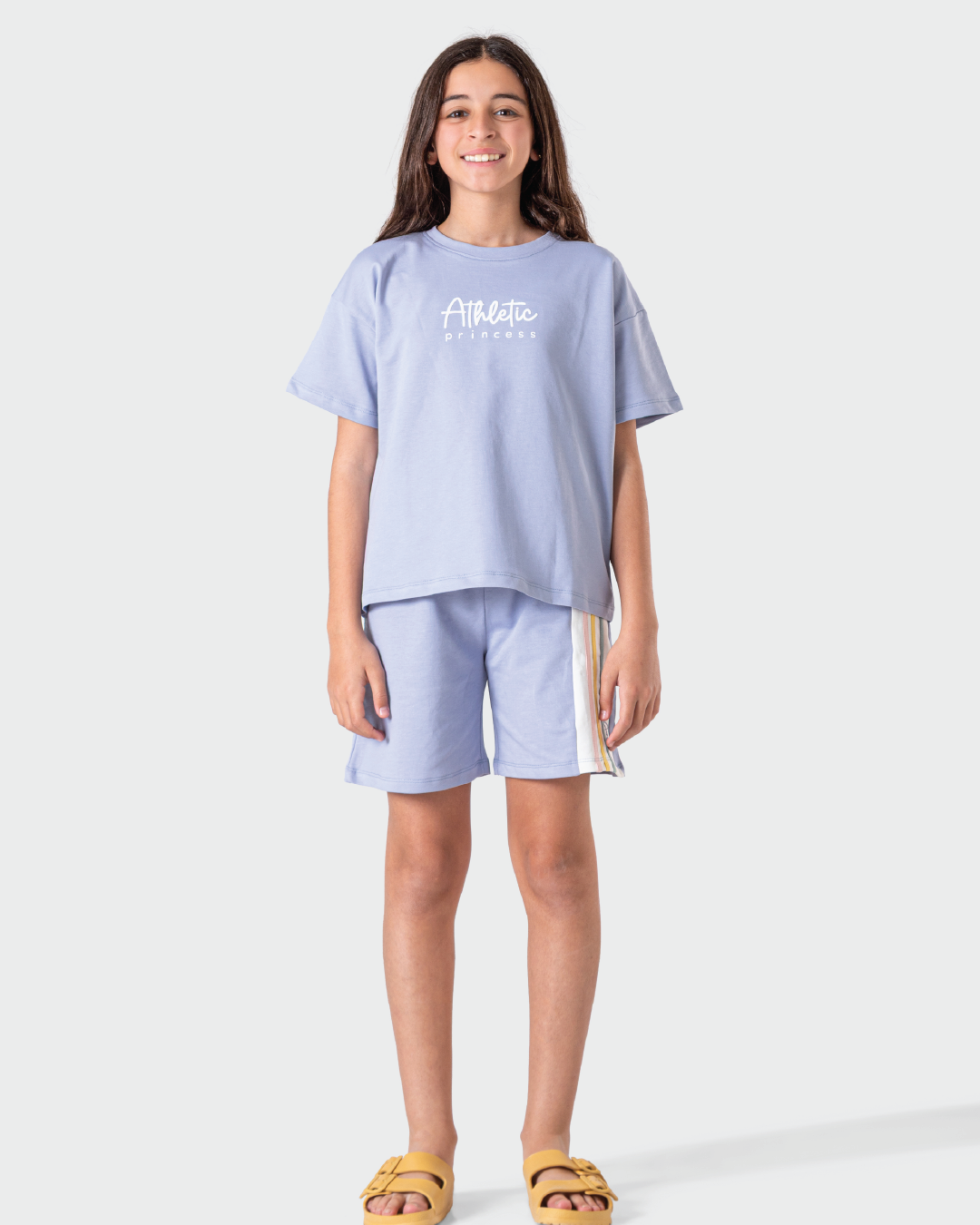 طقم شورت رياضي بناتي بألوان الحلوى