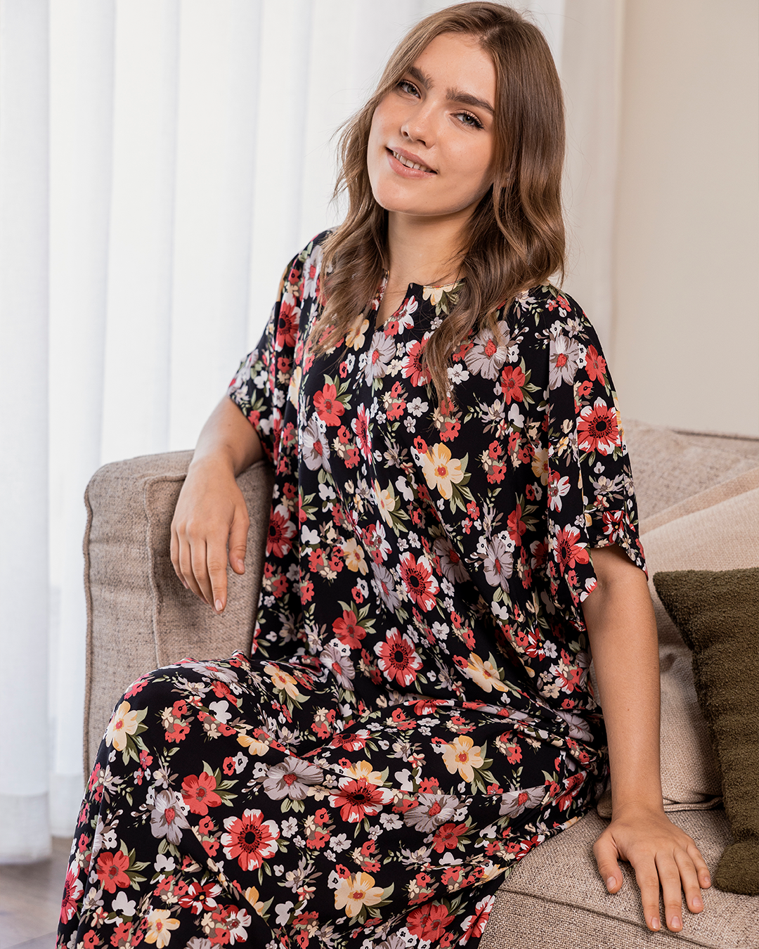 قميص فسكوز مشجر نص كم 118