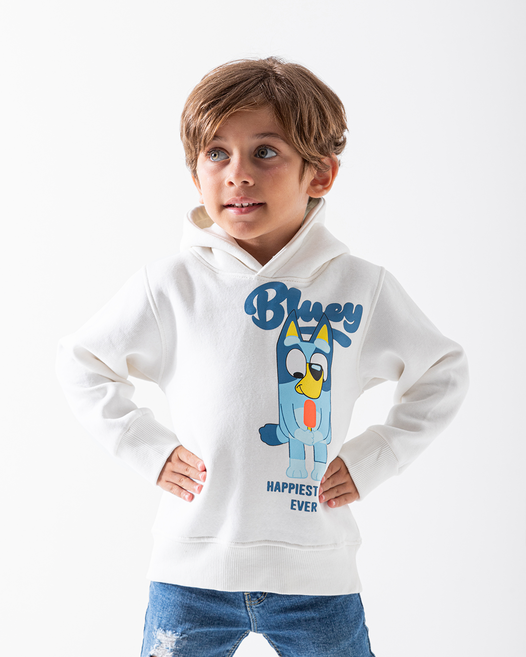 MARVY Blue Happiest Day Off White Sweatshirt