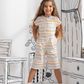 Boho stripe girls jumpsuit with long sleeves