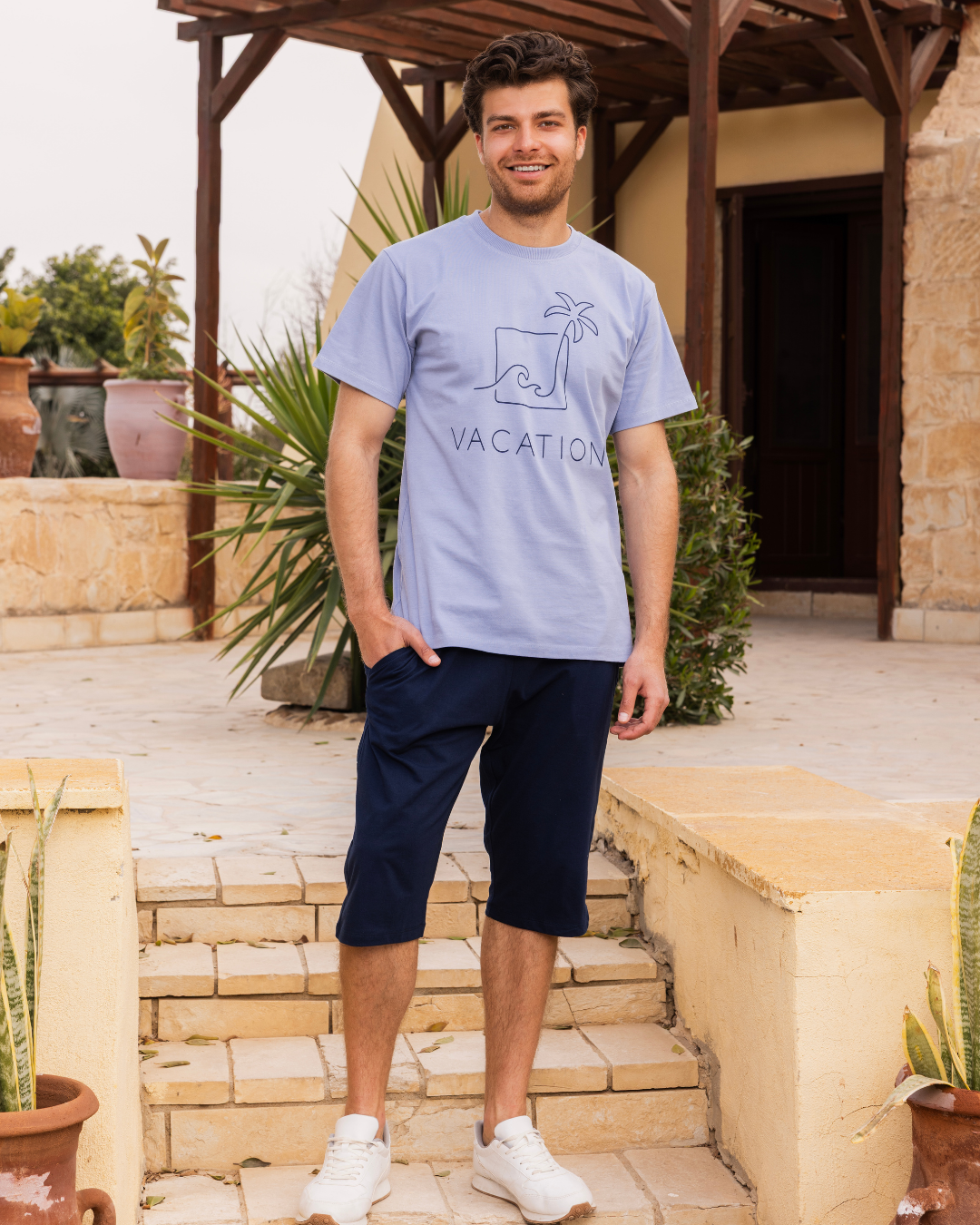Vacation men's pajamas, half sleeves and pentacourt