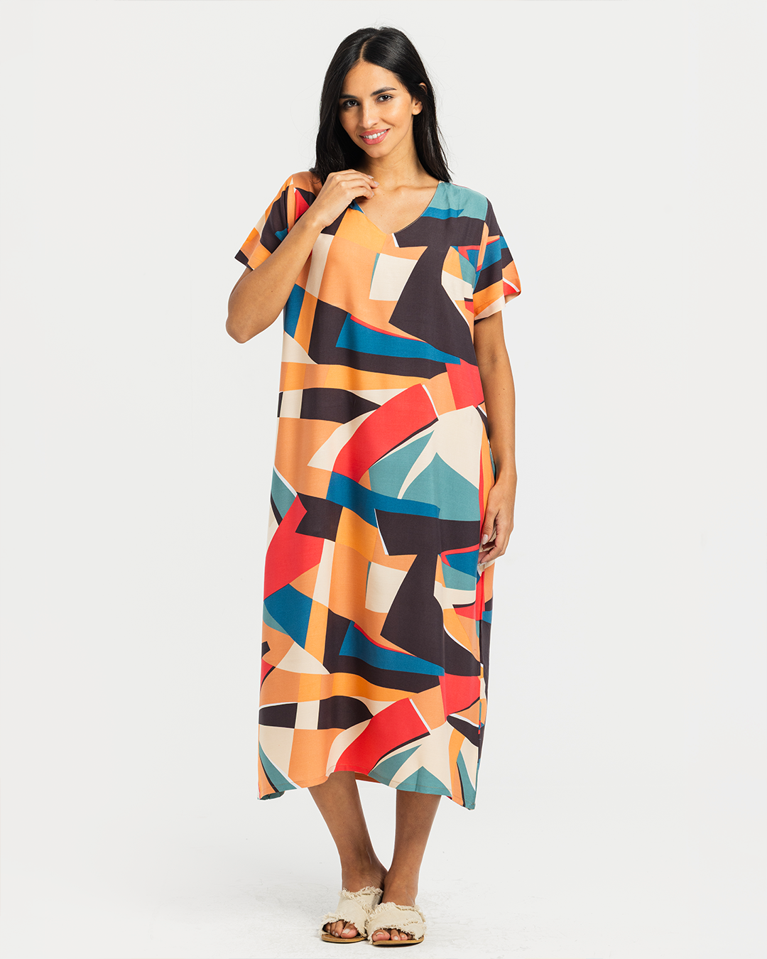 قميص فسكوز نص كم مشجر 66