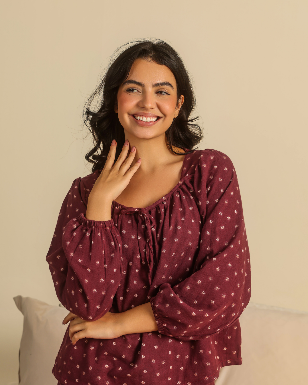 A Warm Vintage Floral Pajama for Women
