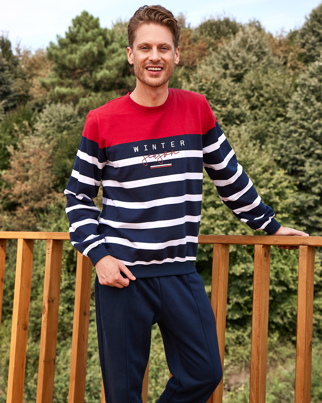 Striped Melton long sleeve Pamajama Winter Season