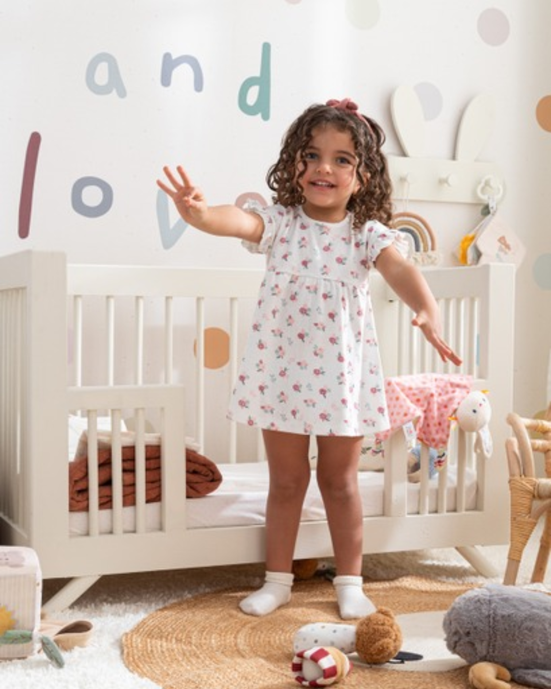 dress pointelle فستان بيبي بناتي مطبوع ورد