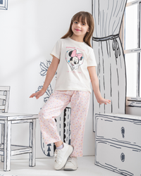 Minnie in a heart Half sleeve girls pajamas