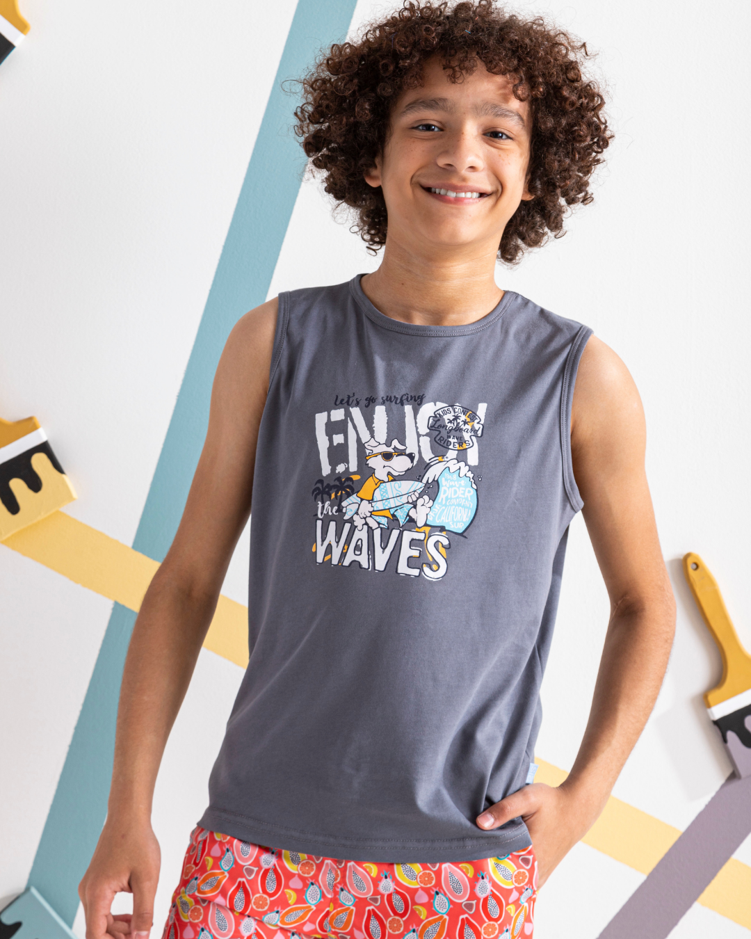 Enjoy Waves تيشرت اولادي كت قطن 100%