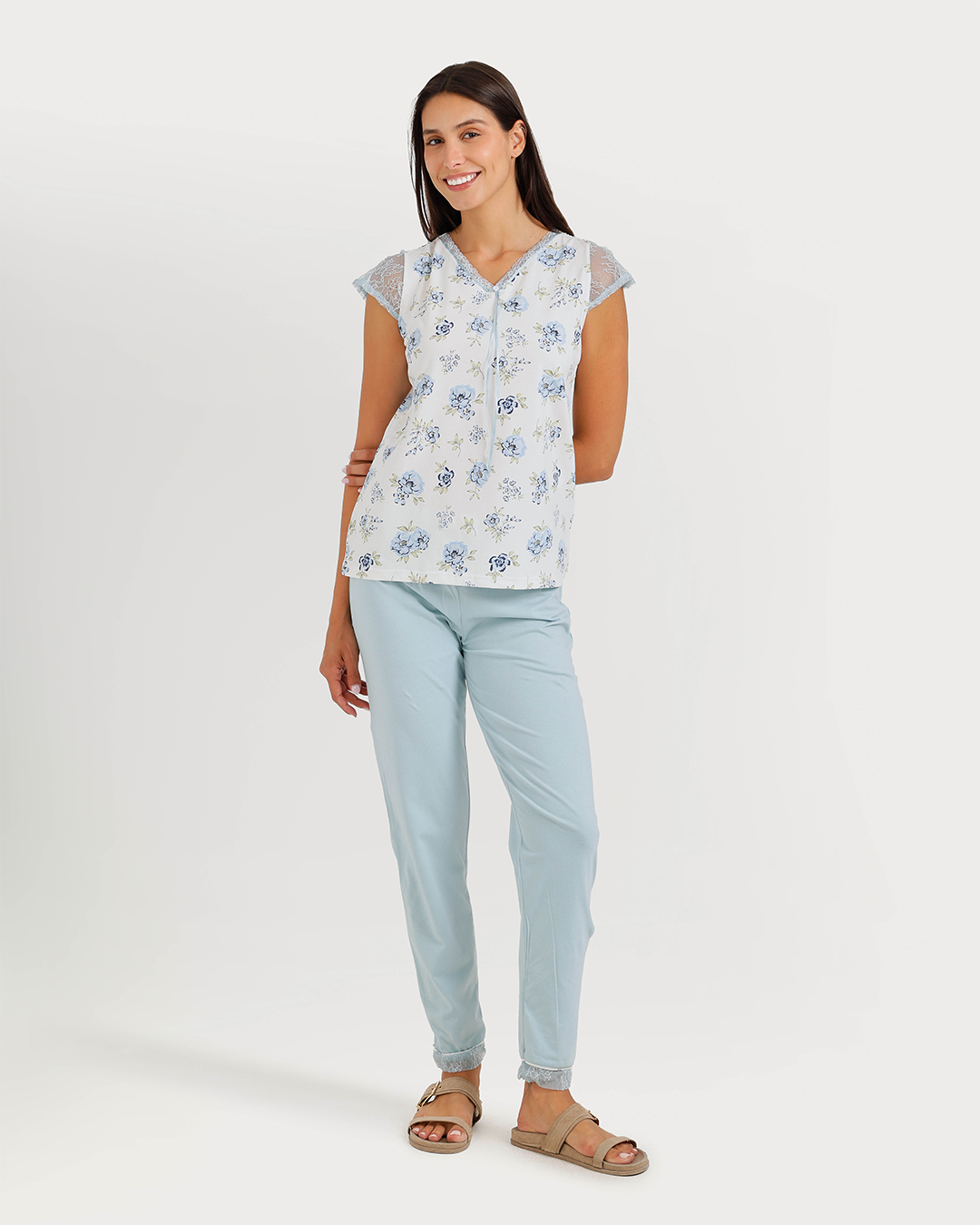 Women's pajamas, short-sleeved pants
