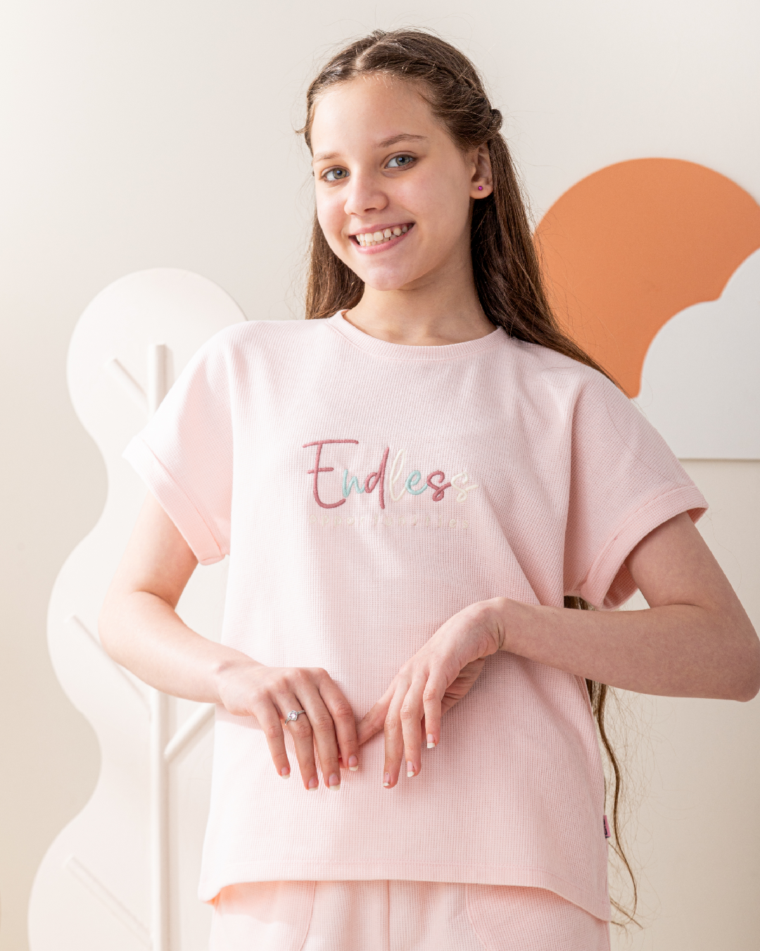 طقم شورت جاكارد كتف ساقط