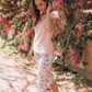 Women's half-sleeve pajamas, pink roses