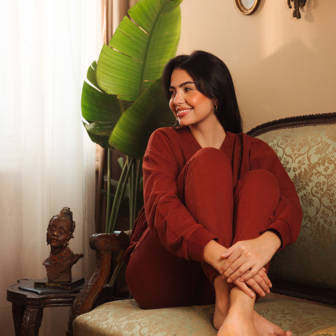 Melton loungewear set with front buttons