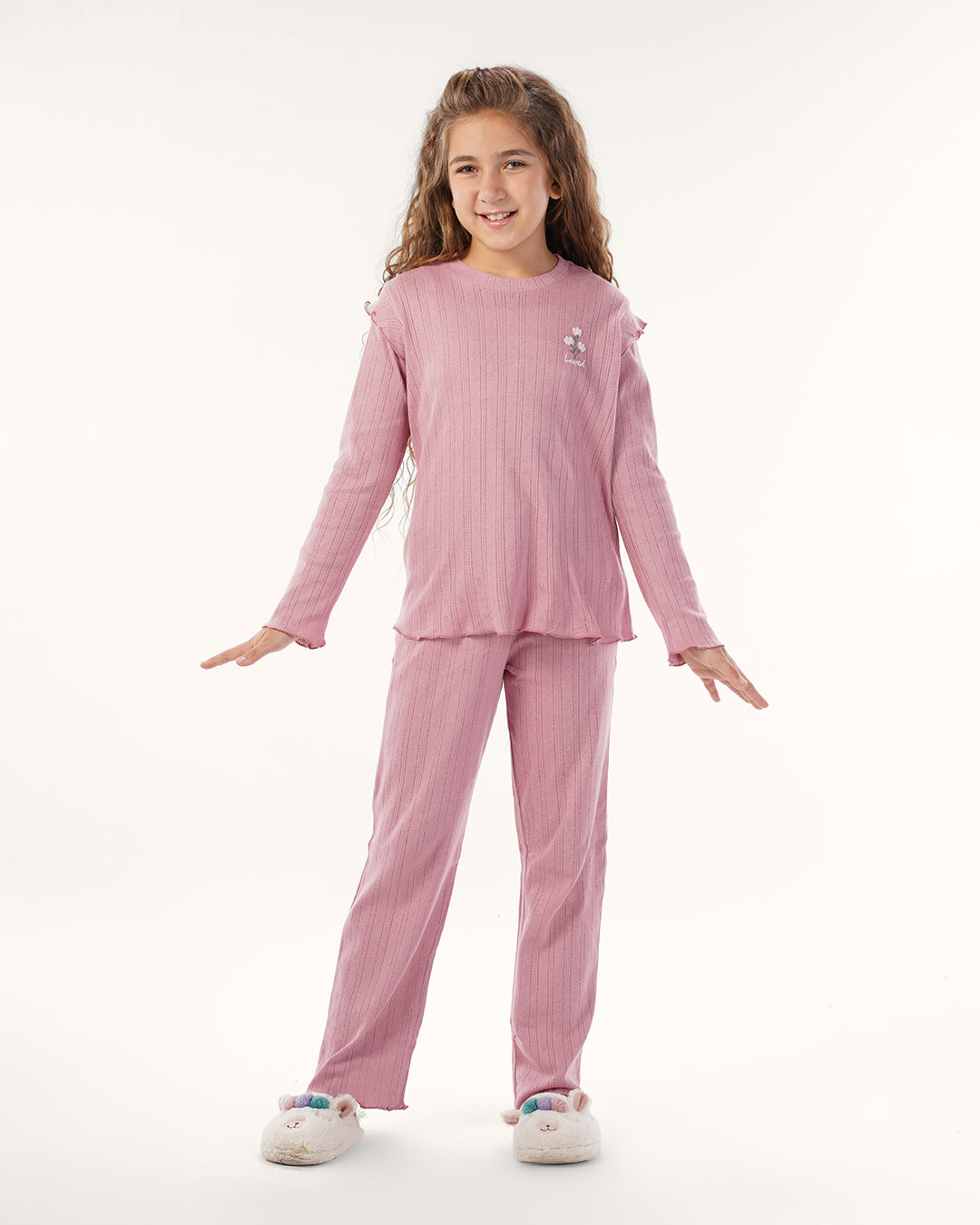 بيجامه بنطلون بونتيل بكرنشه على الكتف