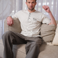 Men's pajamas, half-sleeved T-shirt with buttons and trousers