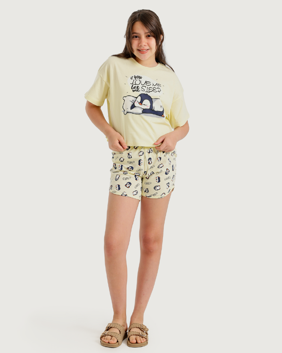 Penguin  بيجاما بناتي اوفر سايز وهوت شورت