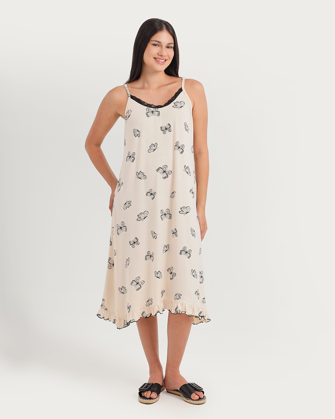 Women's short printed strap jalabiya