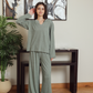 Women's pajamas, plain sleeves, open neck