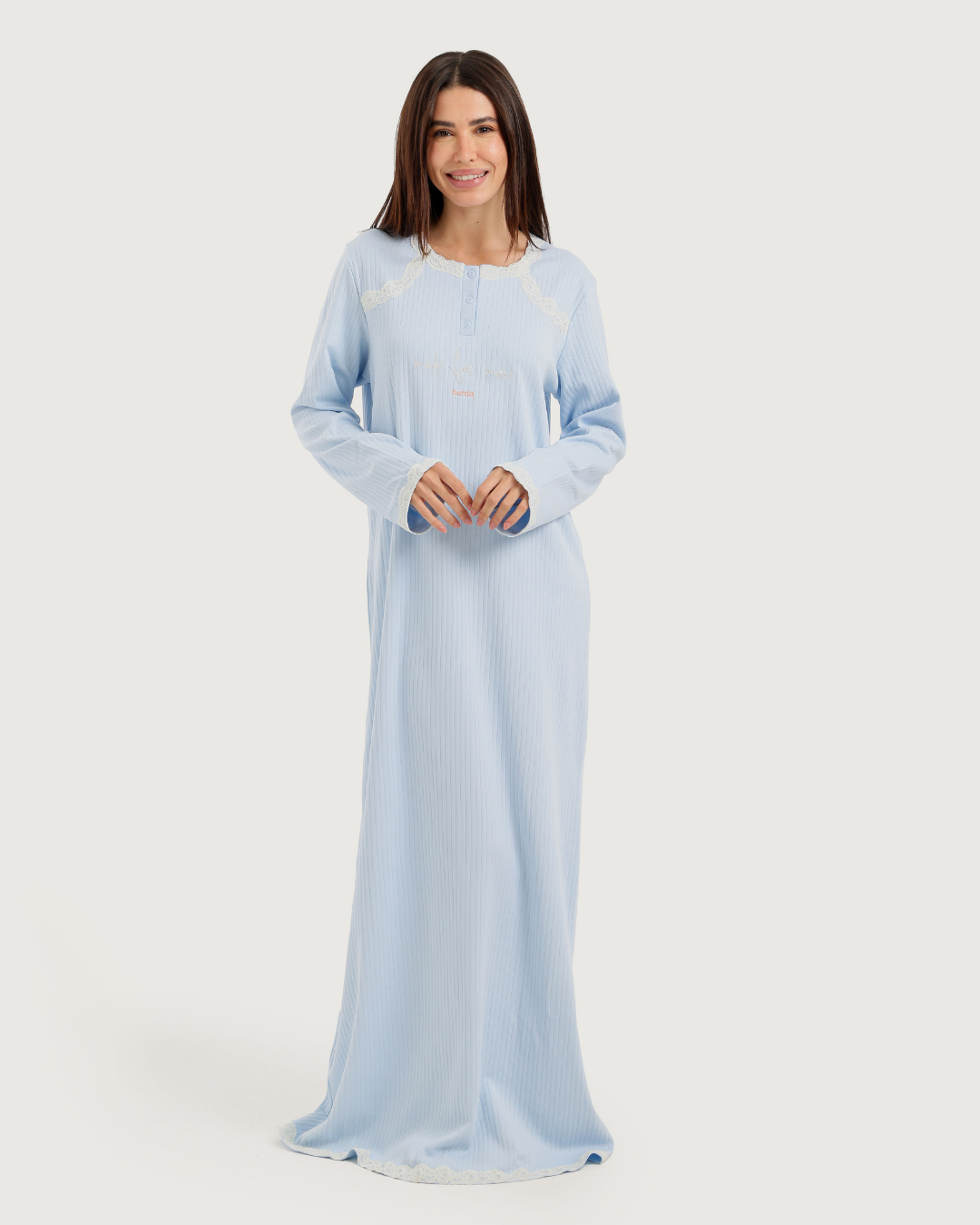 Long Women's Jalabiya with Lace Strips