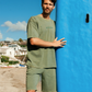 Casual men's set in washed cotton