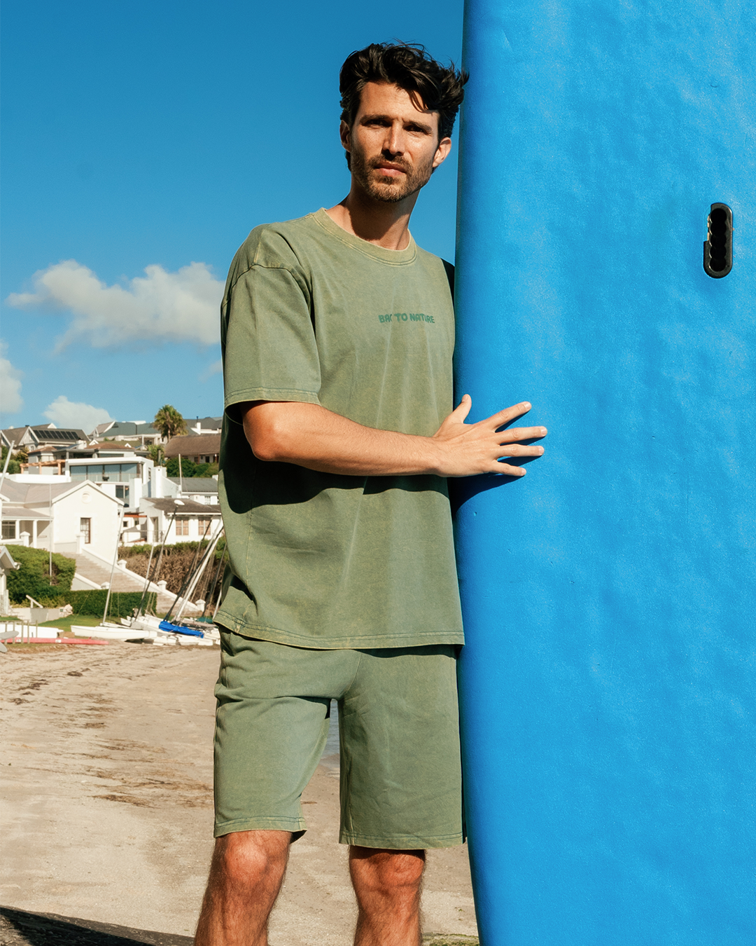 Casual men's set in washed cotton