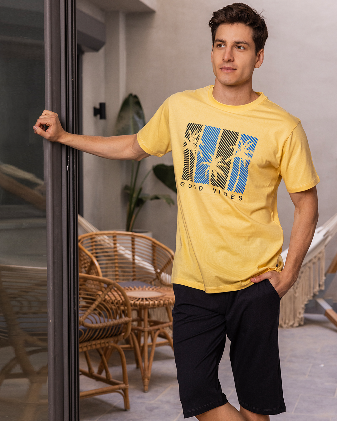 Pentacor Good vibes Men's pajamas, half sleeves, round neck