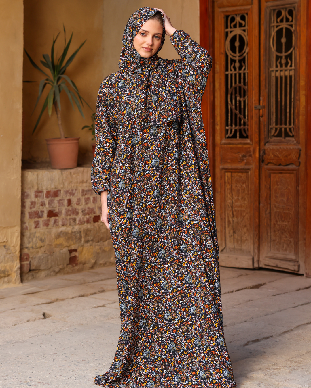 Women's night rose patterned cloak