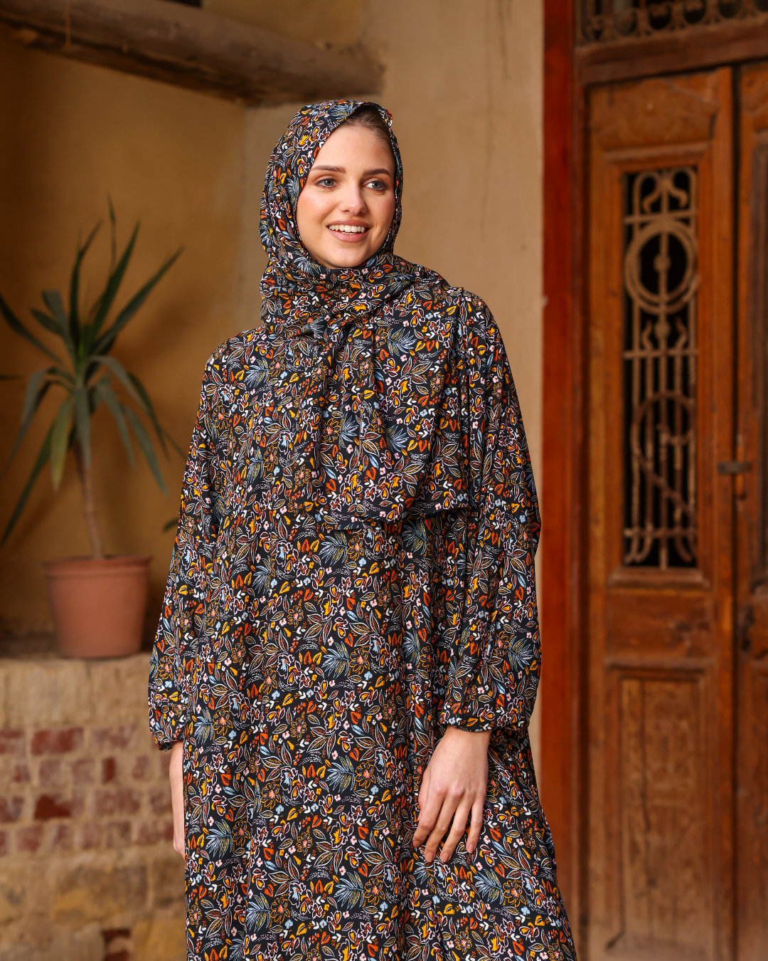 إسدال حريمي مشجر ورود الليل