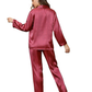 Women's pajamas with striped satin buttons