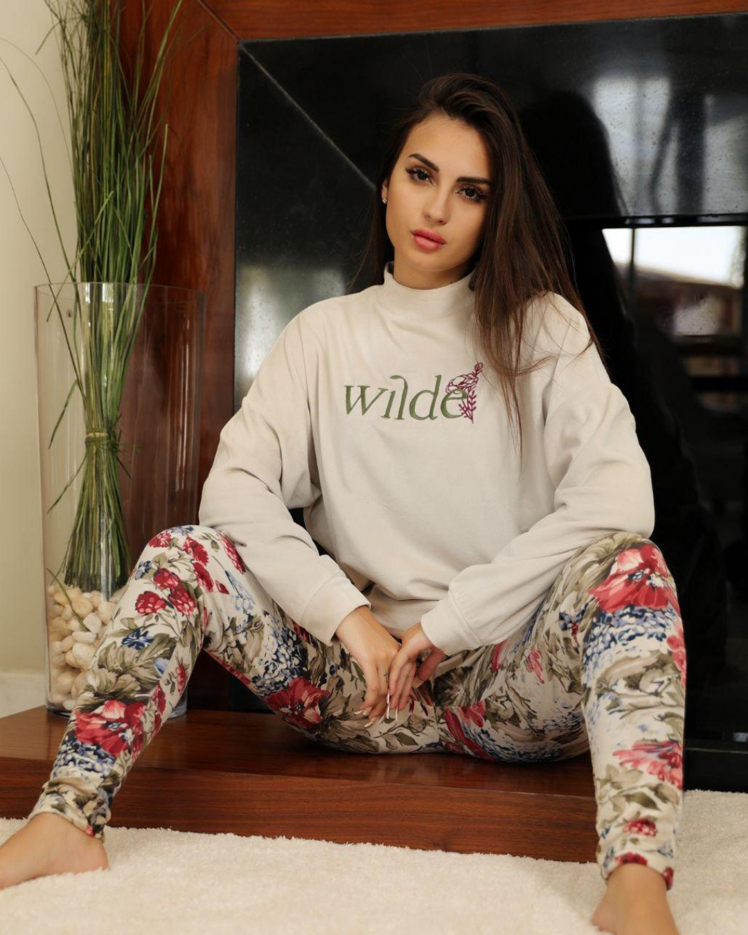 wilde  بيجامه حريمي طباعه علي الصدر