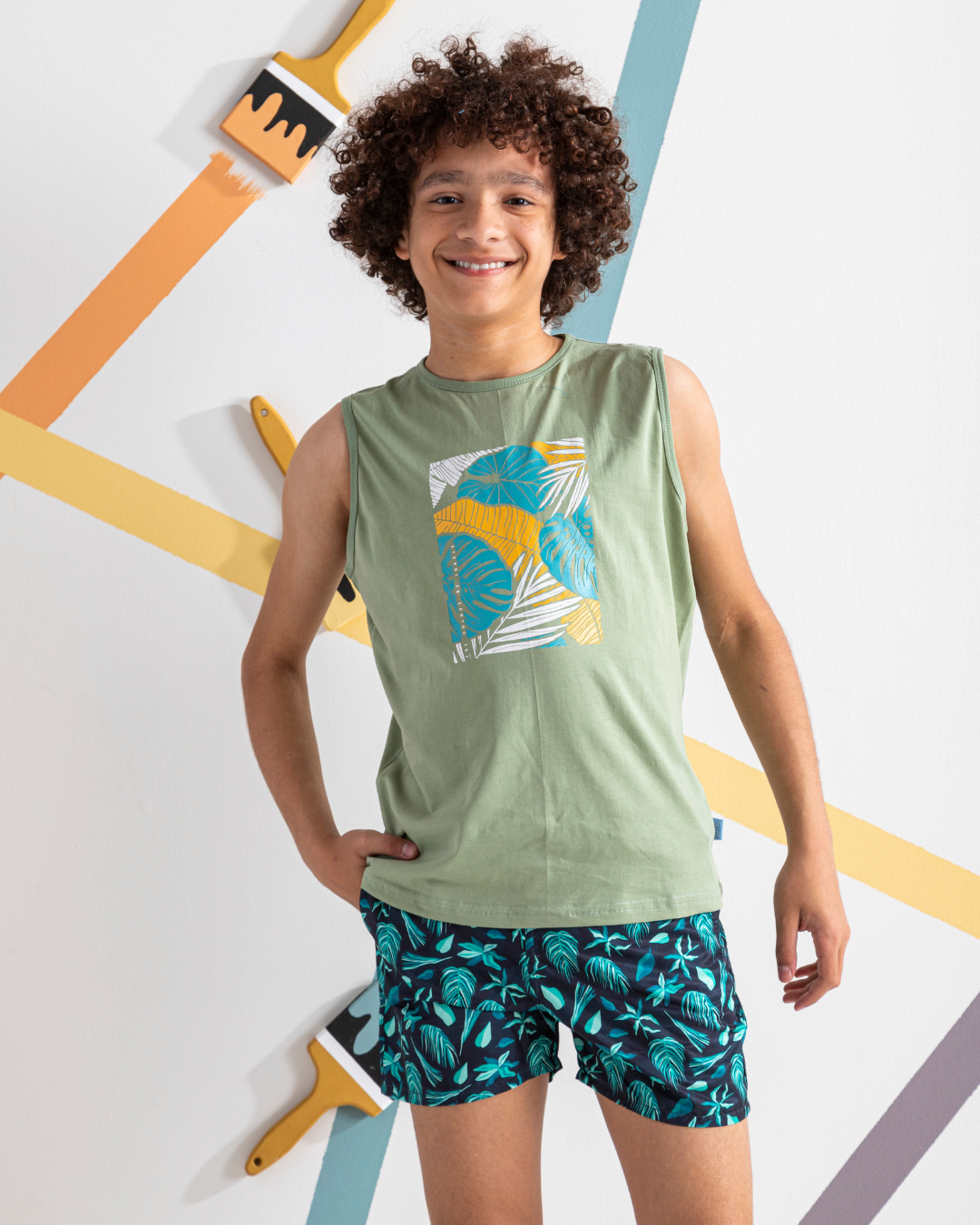 the colors of jungle تيشرت اولادي كت قطن 100%