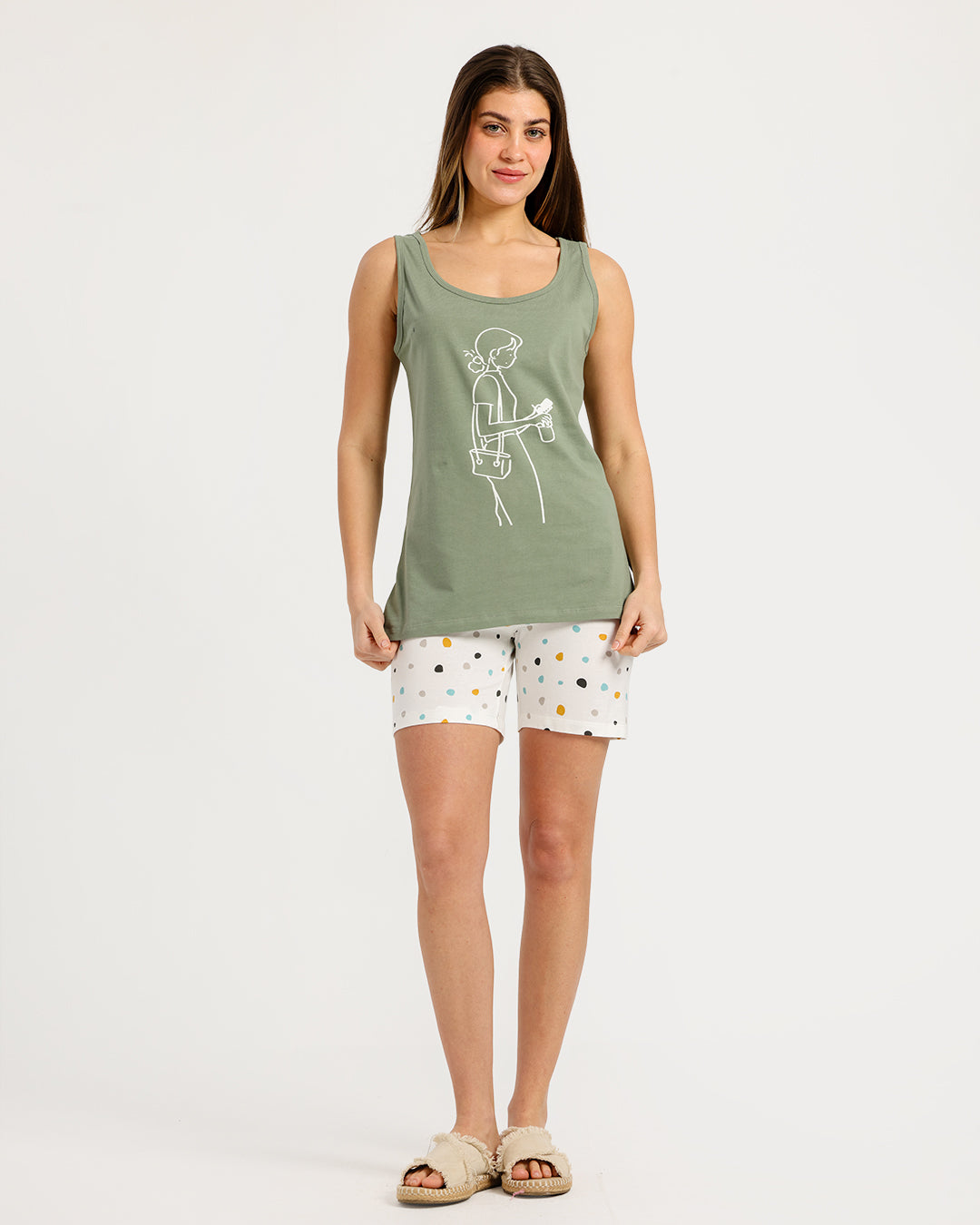 Women's Sleeveless Pajama Set with Shorts