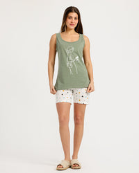 Women's Sleeveless Pajama Set with Shorts