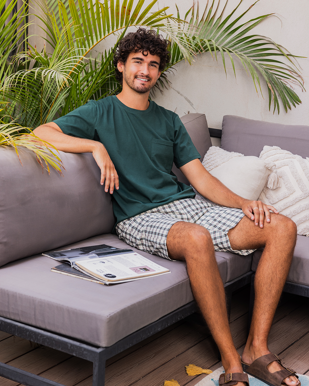 Plaid Pattern بيجاما رجالي شورت