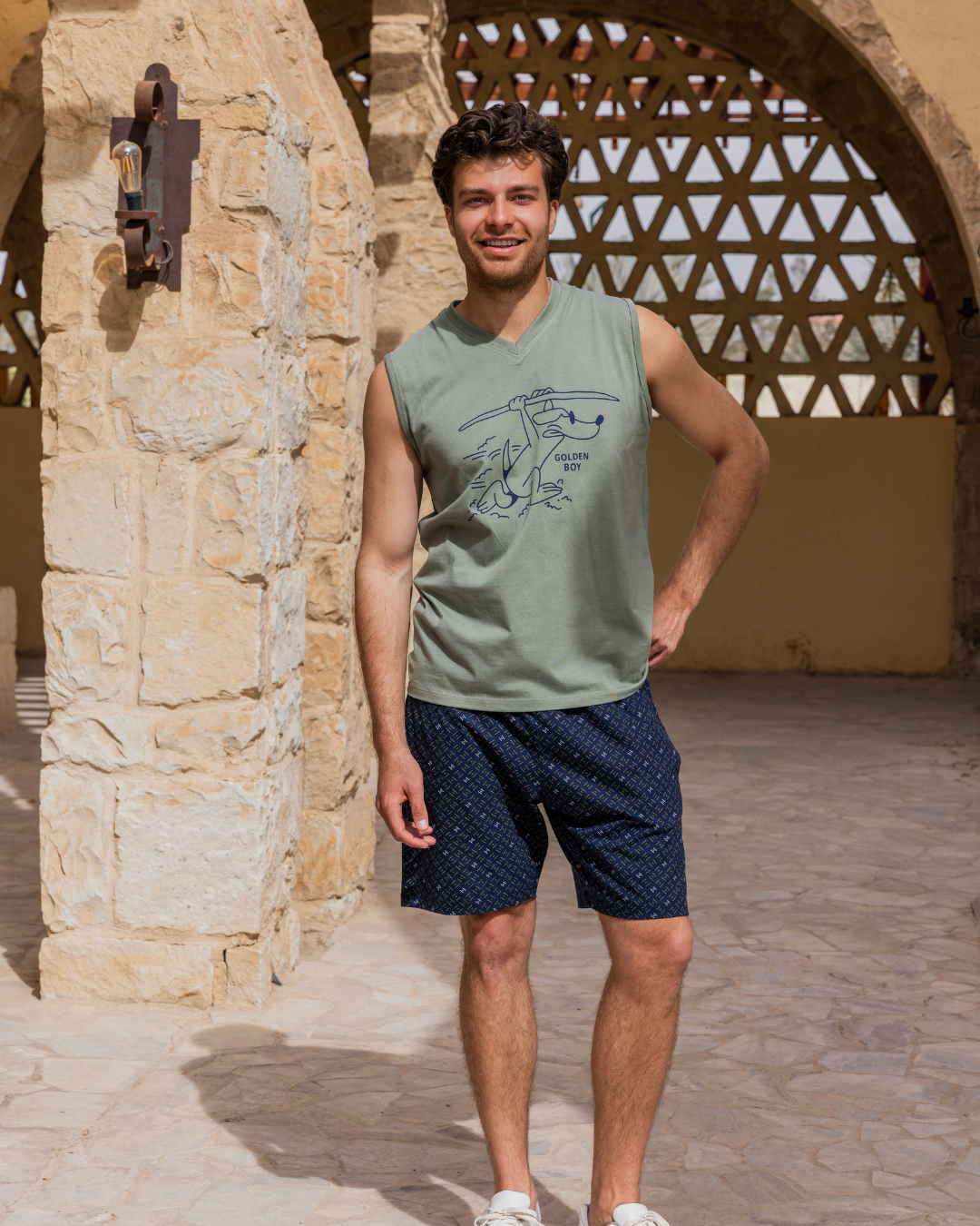 roads Men's pajamas and shorts with stripes and dots