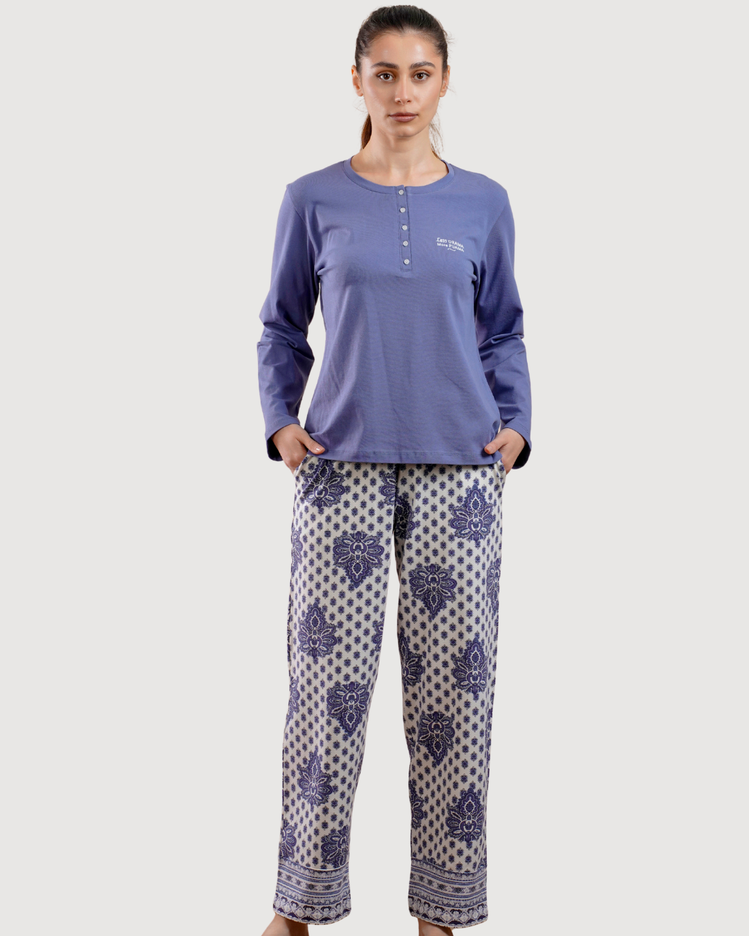 Women's pajamas with floral trouser sleeves