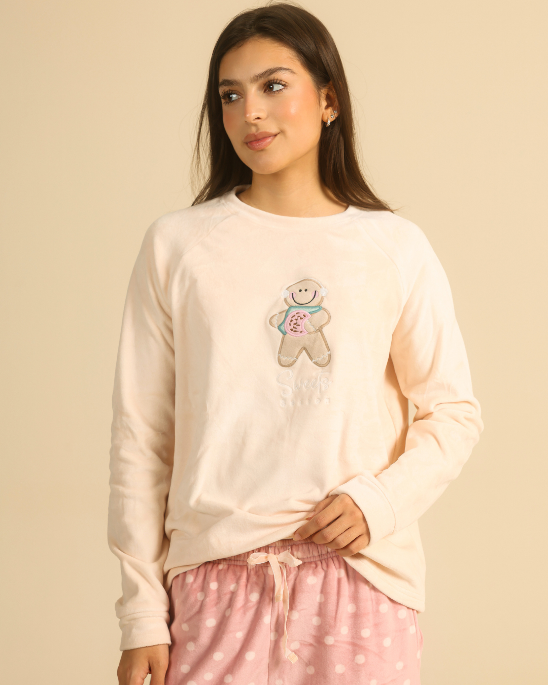 Polka Dots Women pajama in Nude